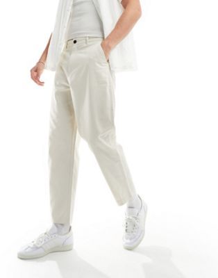 Белые свободные зауженные брюки из твила Farah hawtin Farah