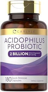 Carlyle Acidophilus Probiotic for Women & Men's Digestive Health | 2 Billion CFU | 180 Quick Release Capsules | Non-GMO & Gluten Free Carlyle