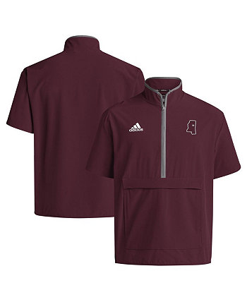 Мужская темно-красная куртка Adidas Mississippi State Bulldogs с полузастежкой и коротким рукавом Adidas