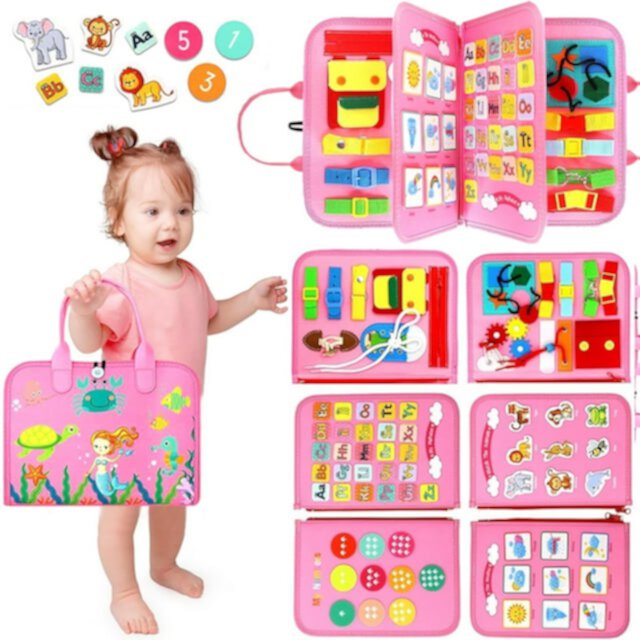 Learning Toys for 1 2 3 4 Years Old, Montessori Busy Board Toy for Toddlers 1-3, Birthday Gift Toys for 2 3 4 5 Girls Boys Suorfoxs