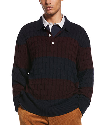 Men's Knit Rugby Polo Sweater Perry Ellis America