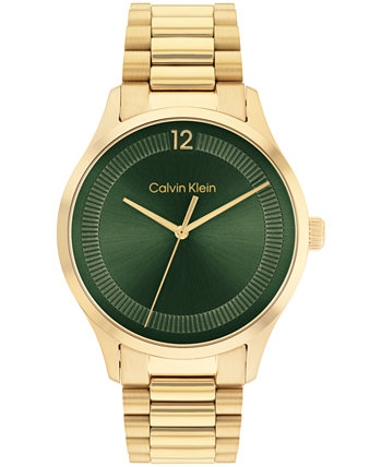 Мужские и женские часы с 3 стрелками из нержавеющей стали с золотым браслетом, 40 мм Calvin Klein