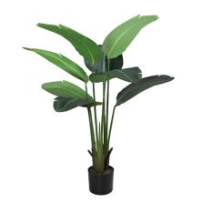 Puleo International 45.5&#34;Artificial Travelers Palm Tree with 8 Leaves In Black Plastic Pot Puleo