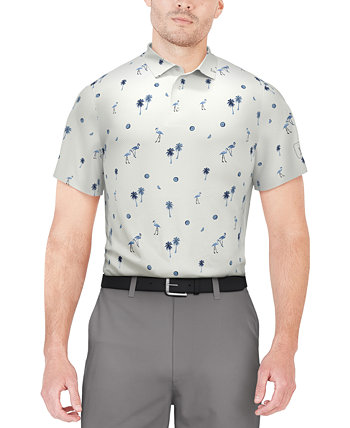 Мужская рубашка-поло для гольфа с принтом фламинго и короткими рукавами PGA TOUR