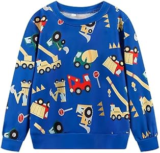 Toddler Boys Sweatshirts Dinosaur Long Sleeve Pullover Crewneck Shirts Cartoon Tee Sport Tops for Kids 1-8T Popshion