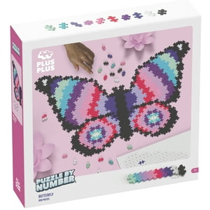 Plus-Plus: Puzzle by Number - Butterfly - 800 Piece - Color To Number Matching, Interlocking Mini Blocks, Construction Building STEM Toy, Kids Ages 7+ Plus Plus