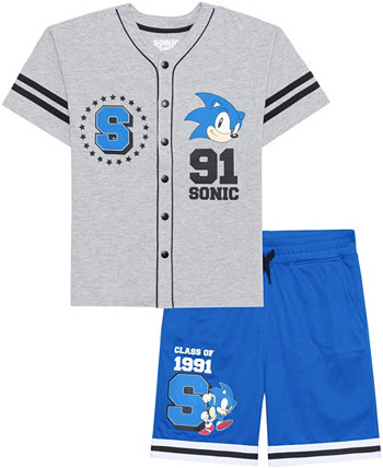 Джерси Hybrid Big Boys с рисунком и шорты для активного отдыха, набор из 2 предметов Sonic