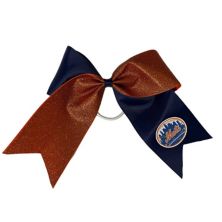 New York Mets Jumbo Glitter Bow with Ponytail Holder Unbranded