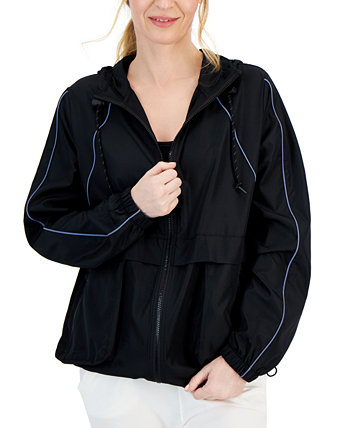 Женская складная куртка с капюшоном и молнией спереди, созданная для Macy's ID Ideology
