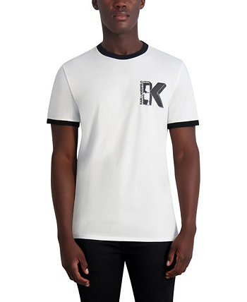 Мужская Хлопковая Футболка Karl Lagerfeld с Большим Логотипом К и Контрастирующими Горловиной и Проёмами для Рук Karl Lagerfeld Paris