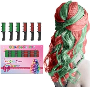 MSDADA New Hair Chalk Comb Temporary Hair Color Dye for Girls Kids with Light Color Hair, Washable Hair Chalk for Girls Age 4 5 6 7 8 9 10 Birthday Cosplay DIY, Halloween, Christmas (Black) MSDADA