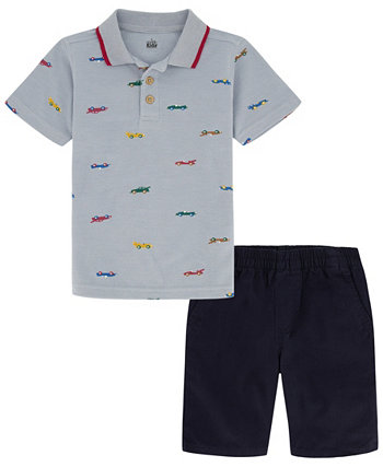 Комплект из рубашки-поло из пике с принтом и саржевых шорт для мальчиков дошкольного возраста Kids Headquarters