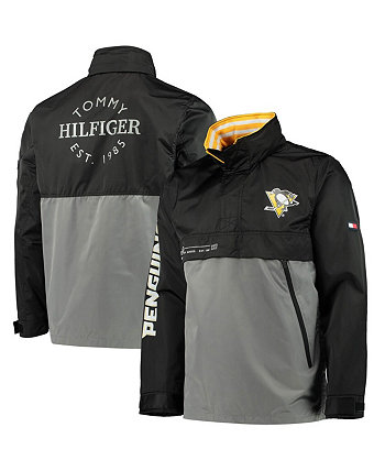 Мужская черная, серая куртка-анорак с капюшоном Pittsburgh Penguins с молнией на четверть Tommy Hilfiger