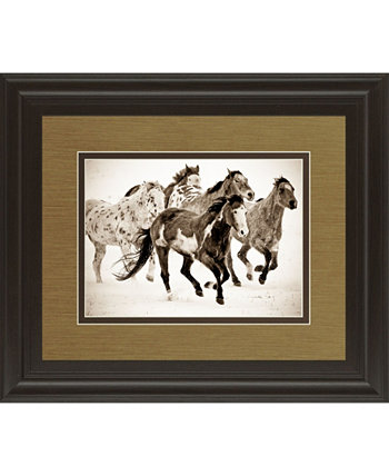 Раскрашенные лошади, бегущие от Кэрол Уокер, настенная живопись с принтом в рамке - 34 "x 40" Classy Art