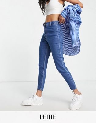 Синие эластичные джинсы скинни с высокой посадкой DTT Petite Chloe в стиле диско Don't Think Twice Petite