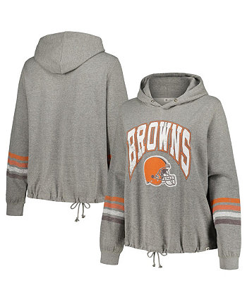 Женский пуловер с капюшоном цвета «хизер серый» Cleveland Browns больших размеров Upland Bennett '47 Brand
