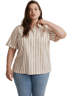 Рубашка на пуговицах из поплина с короткими рукавами Plus Signature в полоску Leray Madewell