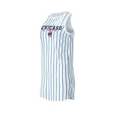 Women's Concepts Sport White Chicago Cubs Reel Pinstripe Knit Sleeveless Nightshirt Unbranded