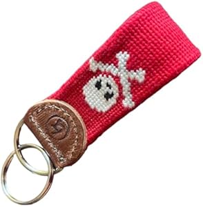 Good Threads Needlepoint Leather Keychain and Key Fob Hand Stitched Charm for Women Key Rings and Backpack Accessory for Kids LOOK GOOD, DO BETTER