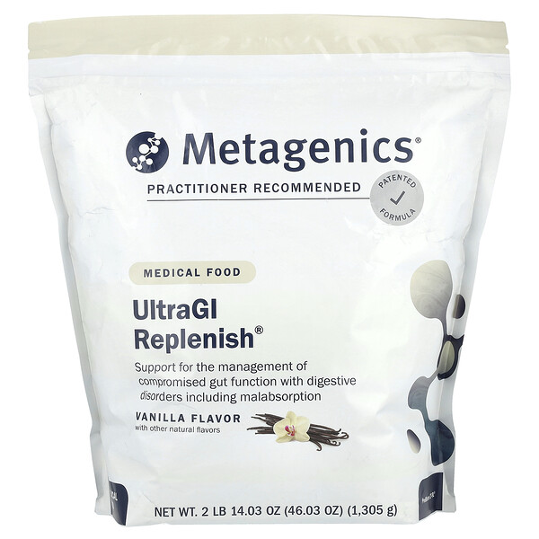 UltraGI Replenish, Ваниль, 1,305 г (46.36 унций) - Медицинская пищевая добавка Metagenics