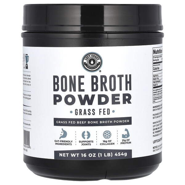 Bone Broth Powder (Порошок), Beef, 16 oz (Унции) (454 g) Left Coast Performance