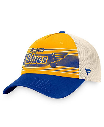 Мужская регулируемая шляпа дальнобойщика золотистого и синего цвета с эффектом потертости St. Louis Blues Heritage в винтажном стиле Fanatics