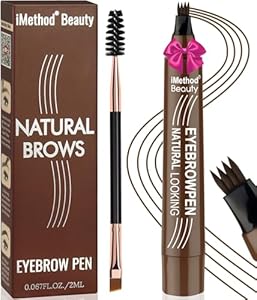 iMethod Eyebrow Pen - Eyebrow Pencil Magical Upgraded Eye Brow Pencils for Women with 4 Fork Tip & Spoolie Brush for Hair-Like Defined Natural Brows, Last All-Day, Microblading Eyebrow Pen, Black IMethod