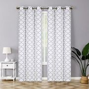 Kate Aurora Set Of 2 Modern Elements Quatrefoil Lattice Poly Cotton Grommet Top Curtain Panels Kate Aurora