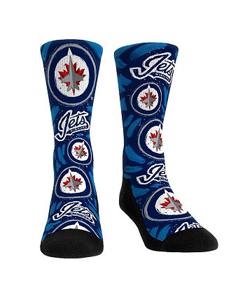 Men's and Women's Socks Winnipeg Jets Allover Logo and Paint Crew Socks Rock 'Em