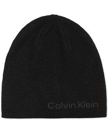 Мужская двусторонняя шапка-бини 2-в-1 из твида с логотипом Calvin Klein