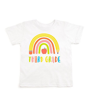 Футболка с радугой и карандашом для малышей, маленьких и больших девочек третьего класса Sweet Wink