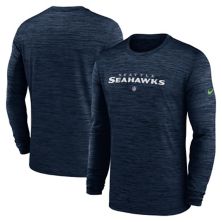 Men's Nike College Navy Seattle Seahawks Sideline Team Velocity Performance Long Sleeve T-Shirt Nike