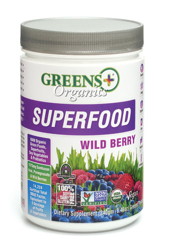 Greens Plus Organics Superfood Drink Mix Wild Berry — 8,46 унции Greens Plus