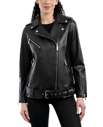 Женское кожаное байкерское пальто большого размера, созданное для Macy's Michael Kors