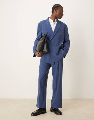 ASOS DESIGN wide leg suit pants in blue ASOS DESIGN