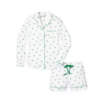 Пижамный комплект из двух частей Shamrocks с длинными рукавами и шортами Petite Plume