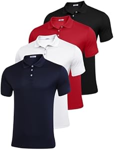 PINSPARK 1/3/4/5 Pack: Golf Polo Shirts for Men Multipacks Quick Dry Short Sleeve Collared Shirt Slim Fit Casual Polos Shirt Pinspark