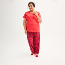 Пижамный комплект больших размеров Croft & Barrow® с короткими рукавами и пижамными штанами Croft & Barrow