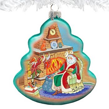 G.Debrekht At The Fireplace Santa Glass Ornament by G. DeBrekht DecorSanta- 762-023 G.DeBrekht