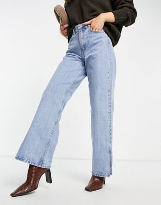 Высокие широкие джинсы с разрезом сбоку Dr Denim Echo в стиле светлого ретро Dr Denim