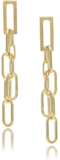 Серьги-подвески в виде цепочек со скрепками из 18-каратного золота с покрытием из золота Rivka Friedman