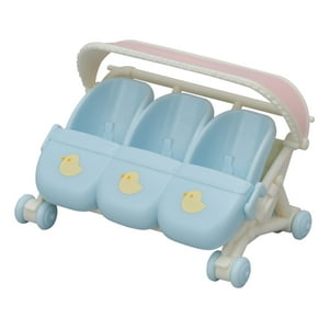 Calico Critters Triplets Stroller, Dollhouse Accessory Set for Triplet Figures Calico Critters