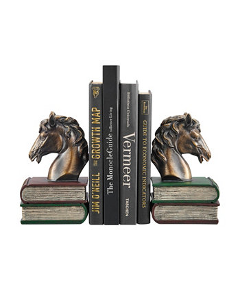 Лошади на книгах Подставка для книг из полирезина с отделкой под старину и патиной, набор из 2 шт. Danya B