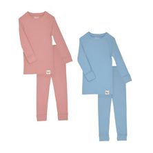 Sleep On It Плотно прилегающие пижамные комплекты вязки в рубчик из 100% органического хлопка из 4 и 6 предметов для девочек - для младенцев Sleep On It