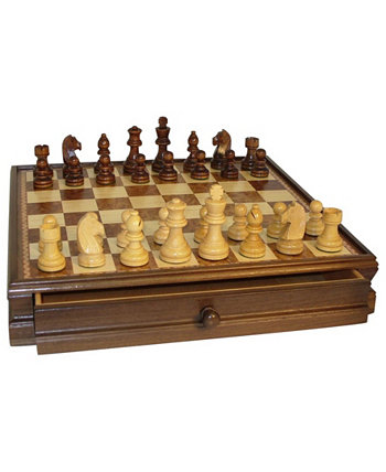 15-дюймовый шахматный набор ящика грецкого ореха и клена WorldWise Imports