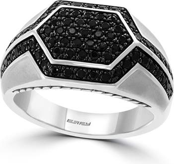 Серебряное кольцо с черным сапфиром - размер 10 Effy
