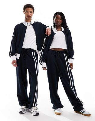 COLLUSION Unisex relaxed sweatpants in navy and brown - part of a set Collusion