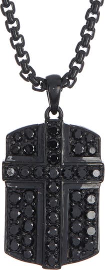 Ожерелье с подвеской в виде креста и щита из черного серебра с родиевым покрытием Effy
