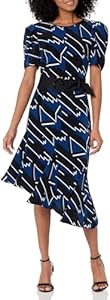 Karl Lagerfeld Paris Women's Logo Print Dress with Belt, French Marine Combo Karl Lagerfeld