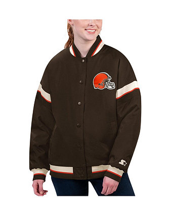 Женская коричневая университетская куртка на пуговицах Cleveland Browns Tournament Starter